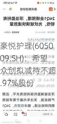 豪悦护理(605009.SH)：希望众创拟减持不超过0.97%股份