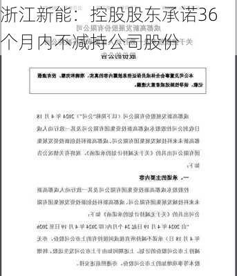 浙江新能：控股股东承诺36个月内不减持公司股份