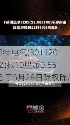 新特电气(301120.SZ)拟10股派0.55元 于5月28日除权除息