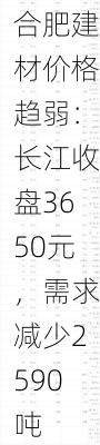 合肥建材价格趋弱：长江收盘3650元，需求减少2590吨