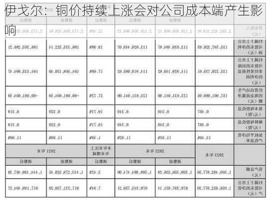 伊戈尔：铜价持续上涨会对公司成本端产生影响