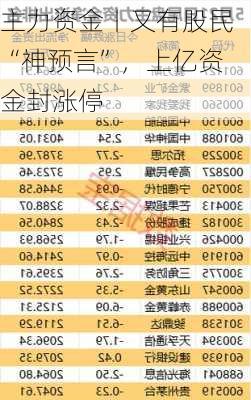 主力资金丨又有股民“神预言”，上亿资金封涨停