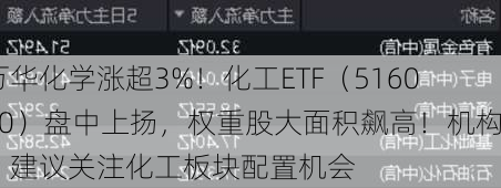 万华化学涨超3%！化工ETF（516020）盘中上扬，权重股大面积飙高！机构：建议关注化工板块配置机会