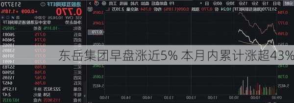 东岳集团早盘涨近5% 本月内累计涨超43%