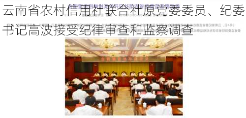 云南省农村信用社联合社原党委委员、纪委书记高波接受纪律审查和监察调查