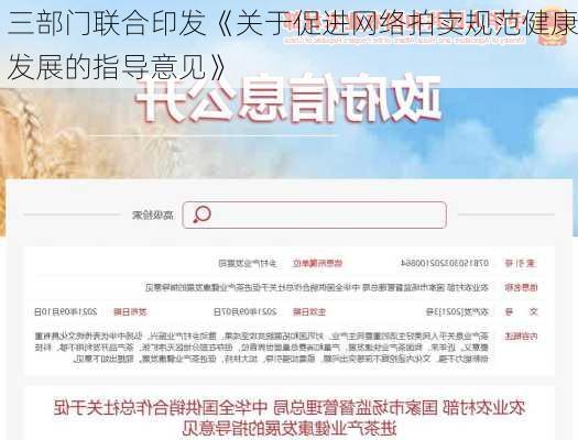 三部门联合印发《关于促进网络拍卖规范健康发展的指导意见》