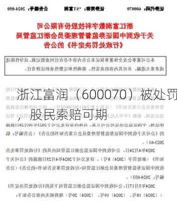 浙江富润（600070）被处罚，股民索赔可期