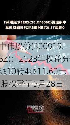 中伟股份(300919.SZ)：2023年权益分派10转4派11.60元 股权登记5月28日