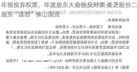 年报投弃权票，年度股东大会投反对票 美芝股份二股东“连怼”佛山国资