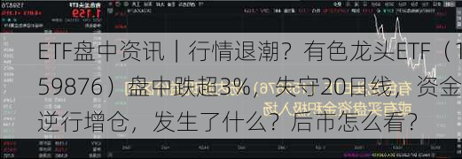 ETF盘中资讯｜行情退潮？有色龙头ETF（159876）盘中跌超3%，失守20日线，资金逆行增仓，发生了什么？后市怎么看？