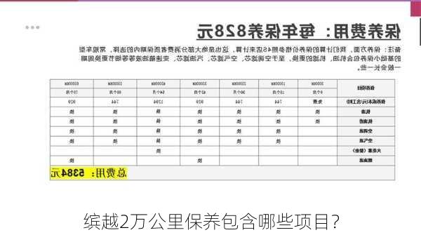 缤越2万公里保养包含哪些项目？