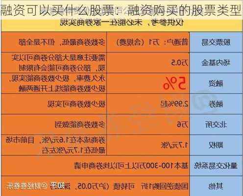 融资可以买什么股票：融资购买的股票类型