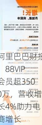 阿里巴巴财报：88VIP会员超3500万，营收增长4%助力电商增长