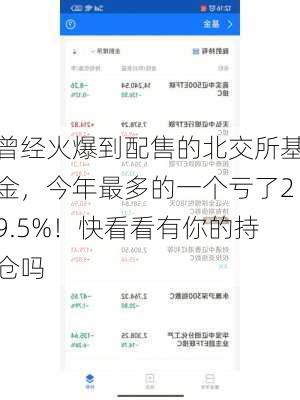 曾经火爆到配售的北交所基金，今年最多的一个亏了29.5%！快看看有你的持仓吗