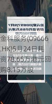 金科服务(09666.HK)5月24日耗资78.65万港元回购8.15万股