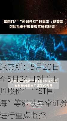 深交所：5月20日至5月24日对“正丹股份”“*ST围海”等涨跌异常证券进行重点监控