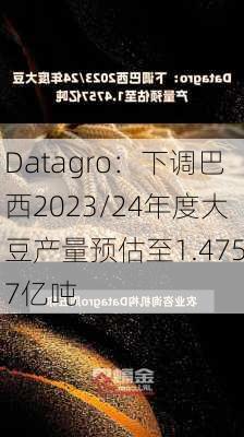 Datagro：下调巴西2023/24年度大豆产量预估至1.4757亿吨