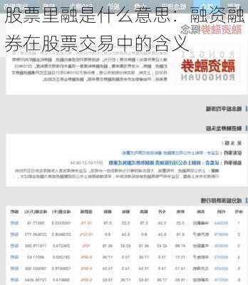 股票里融是什么意思：融资融券在股票交易中的含义