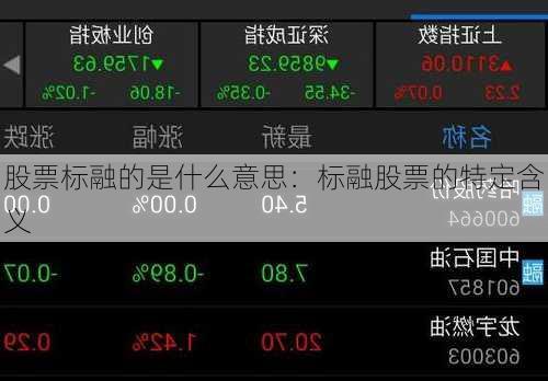 股票标融的是什么意思：标融股票的特定含义
