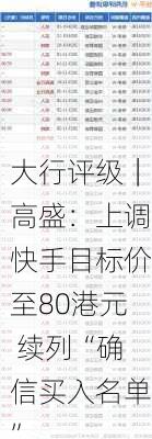 大行评级｜高盛：上调快手目标价至80港元 续列“确信买入名单”