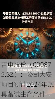 吉电股份（000875.SZ）：公司大安项目预计2024年底具备试生产条件