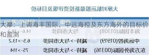 大摩：上调海丰国际、中远海控及东方海外的目标价和盈测