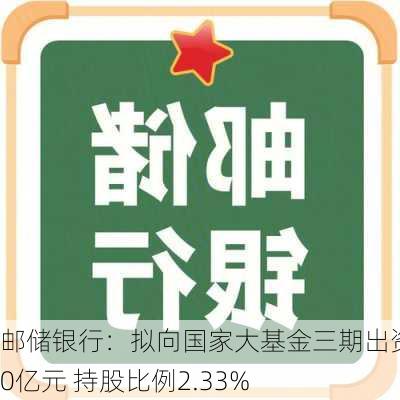 邮储银行：拟向国家大基金三期出资80亿元 持股比例2.33%