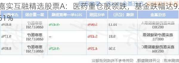 嘉实互融精选股票A：医药重仓股领跌，基金跌幅达9.51%