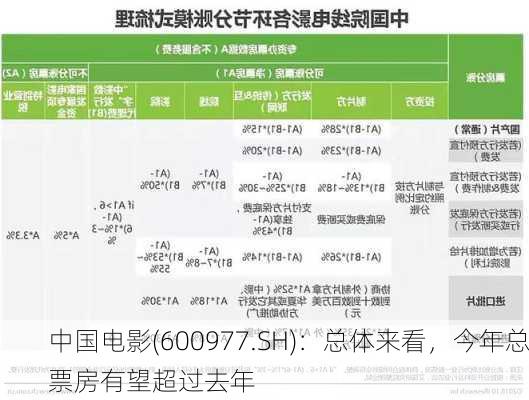 中国电影(600977.SH)：总体来看，今年总票房有望超过去年