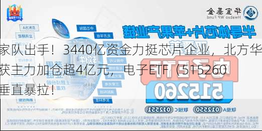 国家队出手！3440亿资金力挺芯片企业，北方华创获主力加仓超4亿元，电子ETF（515260）垂直暴拉！