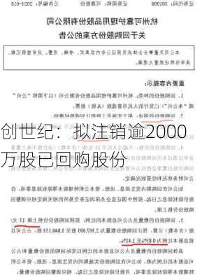 创世纪：拟注销逾2000万股已回购股份