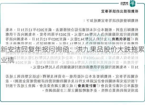 新安洁回复年报问询函：洪九果品股价大跌拖累业绩