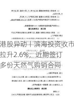 港股异动丨滨海投资收市拉升2.6%，近期签订多份天然气购销合同