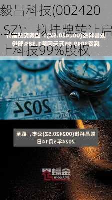 毅昌科技(002420.SZ)：拟挂牌转让启上科技99%股权