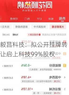 毅昌科技：拟公开挂牌转让启上科技99%股权