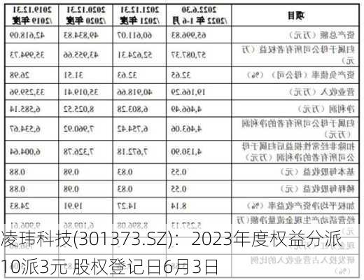 凌玮科技(301373.SZ)：2023年度权益分派10派3元 股权登记日6月3日