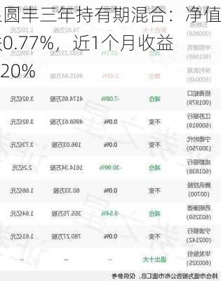 工银圆丰三年持有期混合：净值下跌0.77%，近1个月收益率5.20%