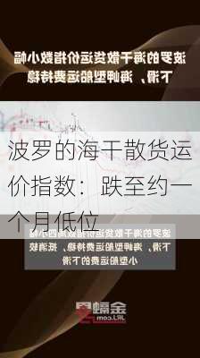 波罗的海干散货运价指数：跌至约一个月低位