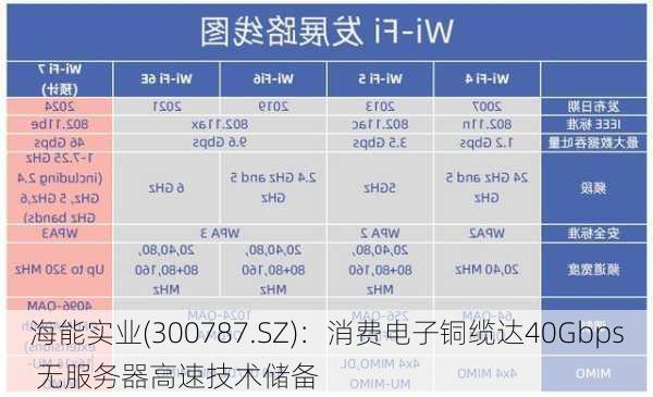 海能实业(300787.SZ)：消费电子铜缆达40Gbps 无服务器高速技术储备