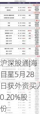 沪深股通|海目星5月28日获外资买入0.20%股份