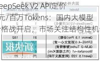 DeepSeek V2 API定价1元/百万Tokens：国内大模型价格战开启，市场关注结构性机会