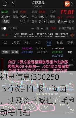 初灵信息(300250.SZ)收到年报问询函，涉及资产减值、毛利变动等问题