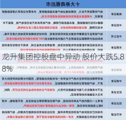 龙升集团控股盘中异动 股价大跌5.88%