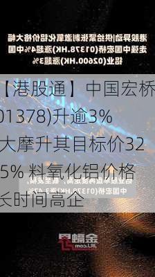 【港股通】中国宏桥(01378)升逾3% 大摩升其目标价32.5% 料氧化铝价格长时间高企