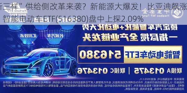 “新三样”供给侧改革来袭？新能源大爆发！比亚迪飙涨超8%，智能电动车ETF(516380)盘中上探2.09%