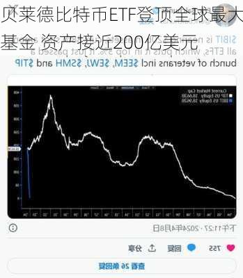 贝莱德比特币ETF登顶全球最大基金 资产接近200亿美元