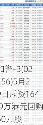 和誉-B(02256)5月29日斥资164.9万港元回购50万股