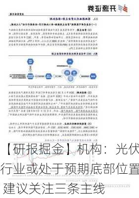 【研报掘金】机构：光伏行业或处于预期底部位置 建议关注三条主线