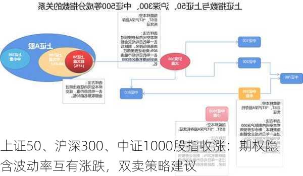 上证50、沪深300、中证1000股指收涨：期权隐含波动率互有涨跌，双卖策略建议