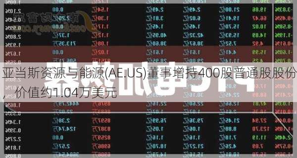 亚当斯资源与能源(AE.US)董事增持400股普通股股份，价值约1.04万美元